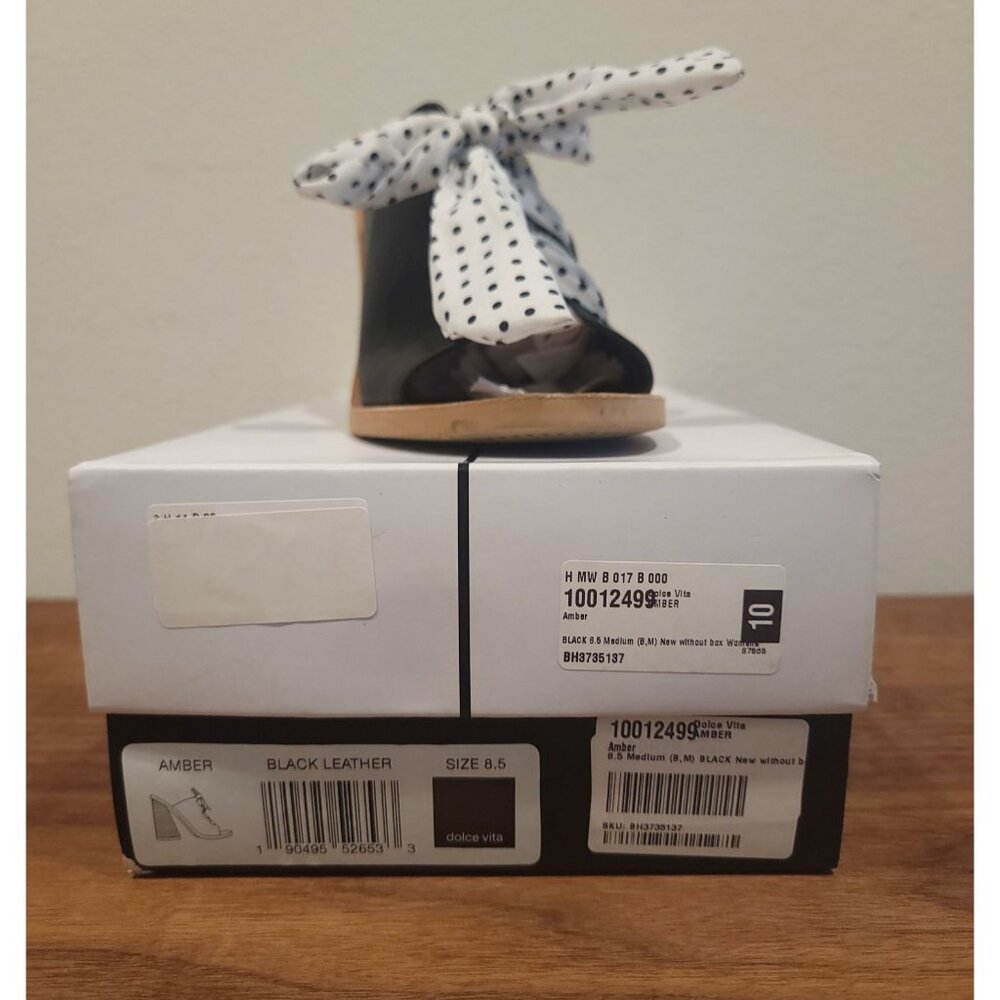 Dolce Vita Polk-a-Dot Amber Leather Open Toe Slip Mules Black White Size 8.5 - Picture 8 of 11